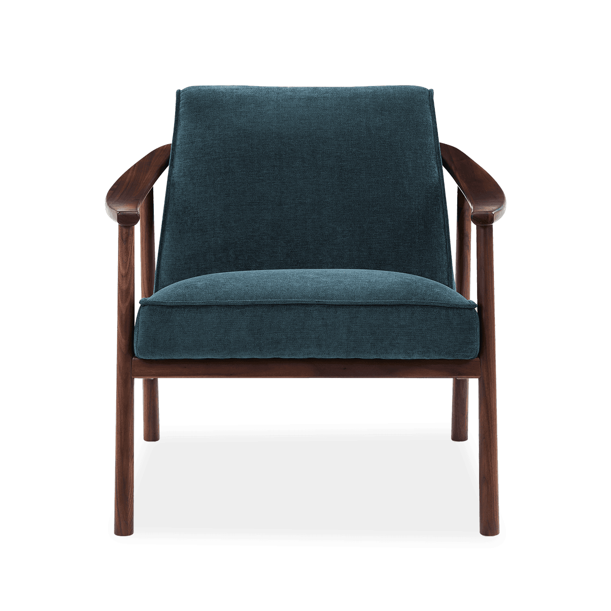 Platos Lounge Chair,Solid Walnut/Blue