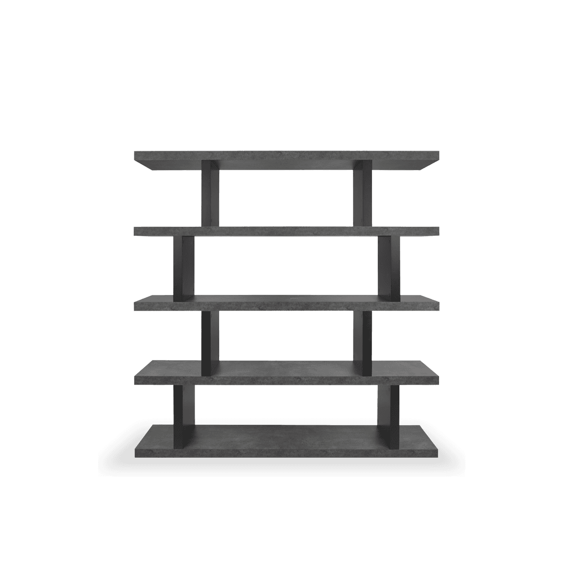 Step High Bookcase - Concrete Look/Pure Black